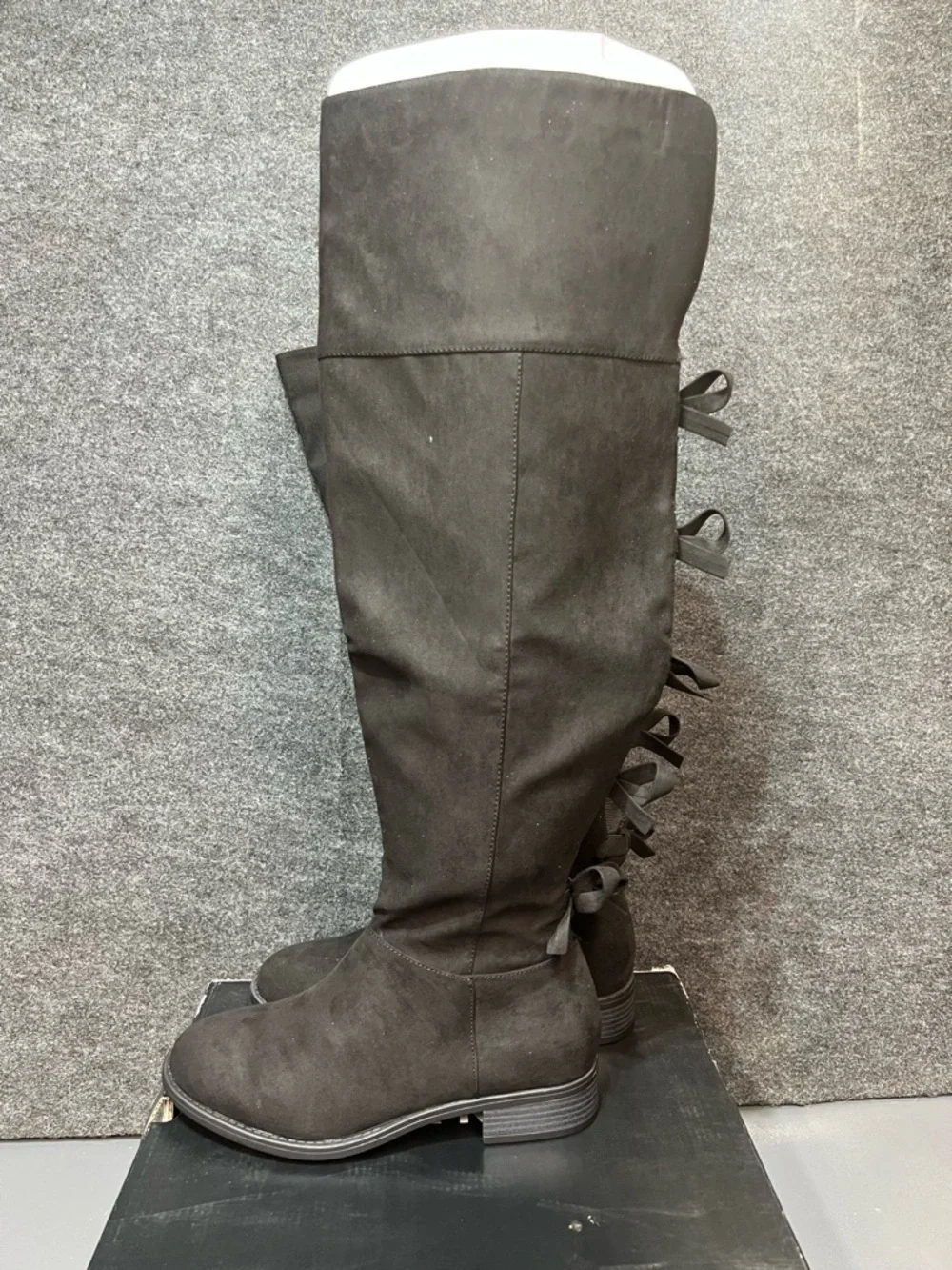 Torrid Bow Back OTK Boot - Faux Suede Black Size 9.5 WW